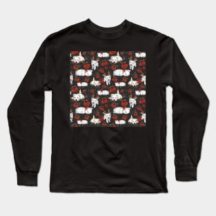 Christmas Westies black pattern Long Sleeve T-Shirt